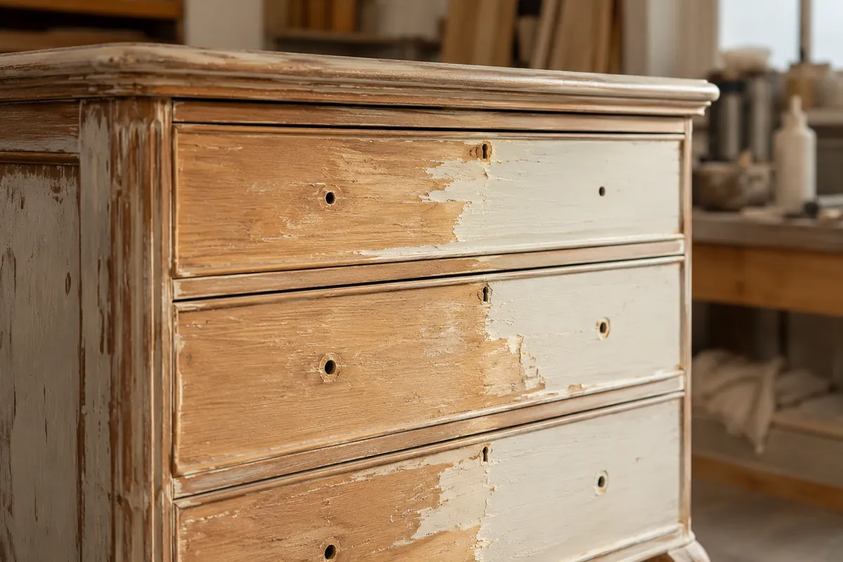 Solid wood furniture being restored