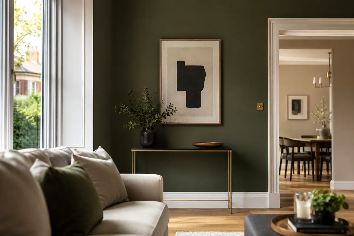 Interior feature wall painted in a rich muted colour